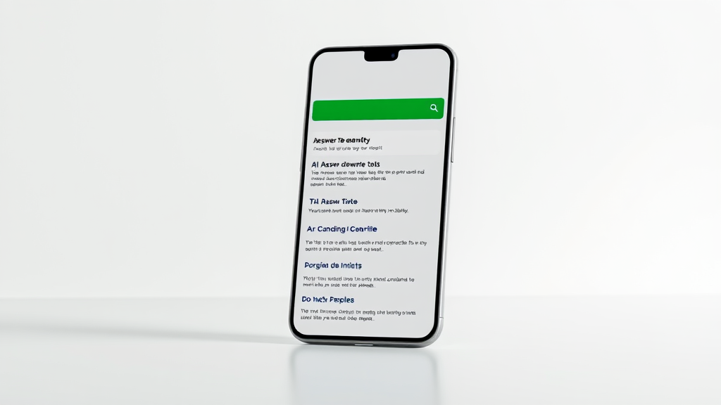 A phone search-results screen where an emerald-accented AI answer panel fills the top and the classic organic result links below it sit greyed out and ignored